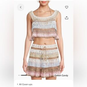 Cotton Candy Crochet Mini Skirt and top in Pastel Shades